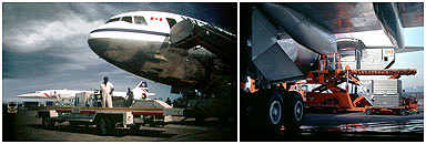 Wardair DC-10 in Barbados with Concorde / CP Air 747 loading containers