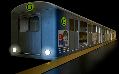 Subway car and train modelled and animated in 3D by Graham Collins 