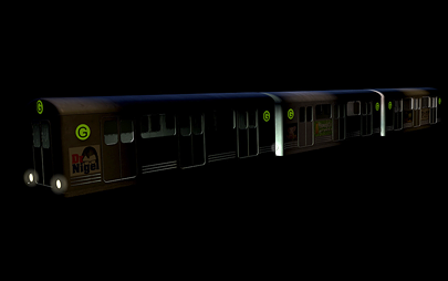Subway car and train modelled and animated in 3D by Graham Collins 